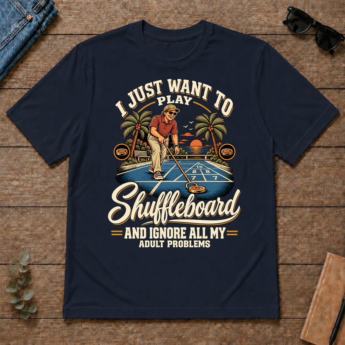I Just Want To Play Shuffeboard & Ignore All Adult Problems - navy - TS2D-Navy