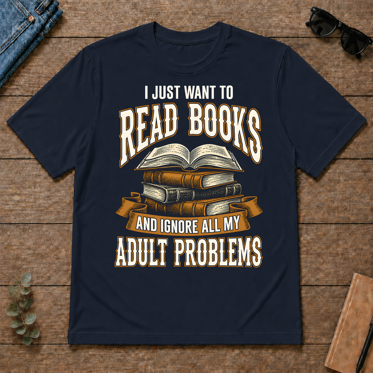 Vintage I Just Want To Read Books - navy - TS2D-Navy