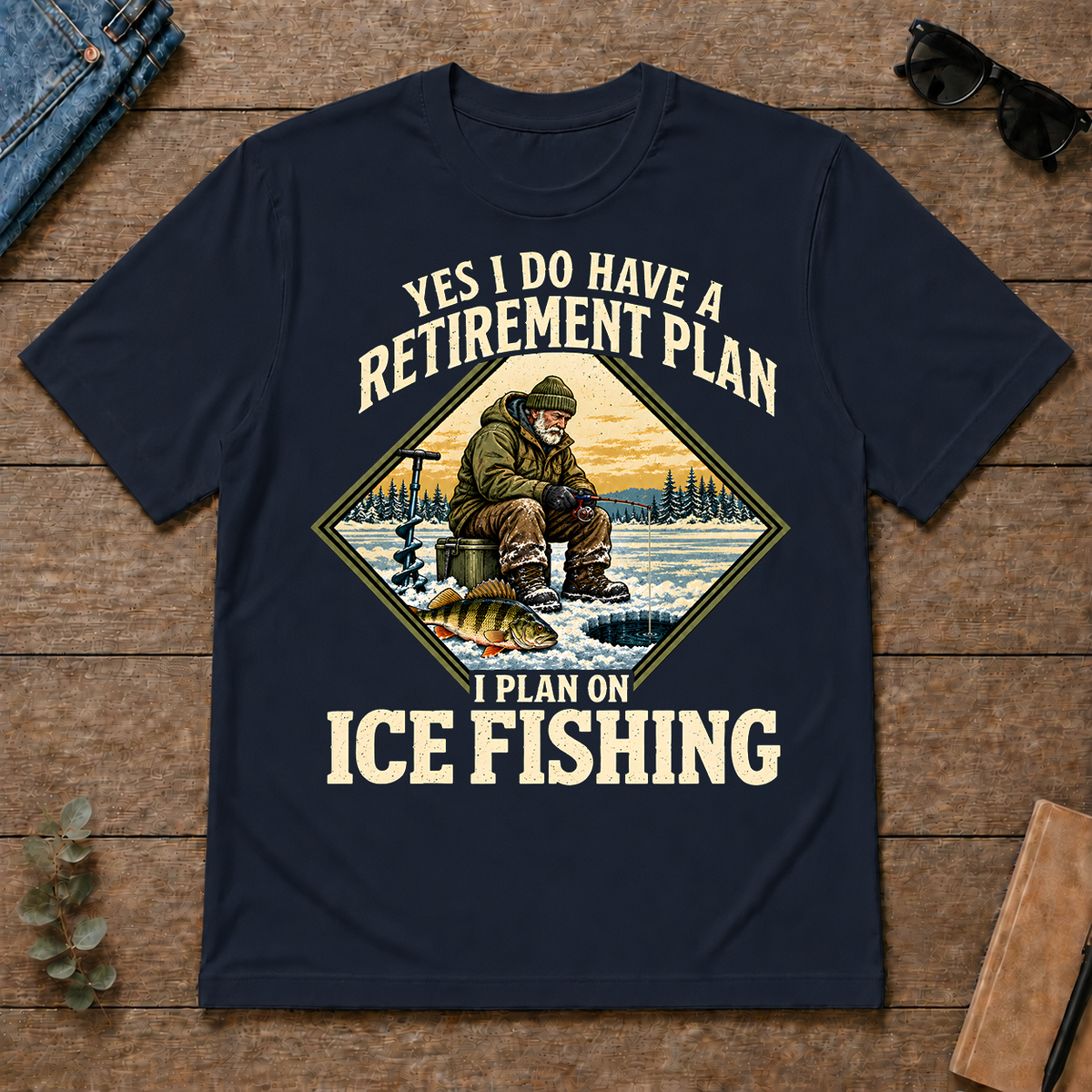 I Plan On Ice Fishing - navy - TS2D-Navy
