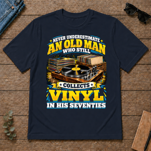 Yellow An Old Man Still Collects Vinyl In His Seventies - navy - TS2D-Navy