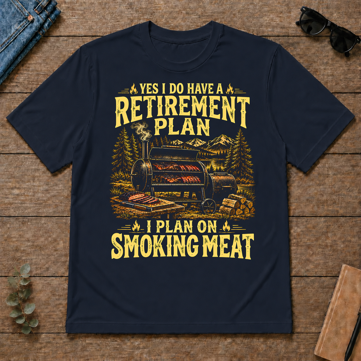 I Do Have A Retirement Plan I Plan On Smoking Meat - navy - TS2D-Navy