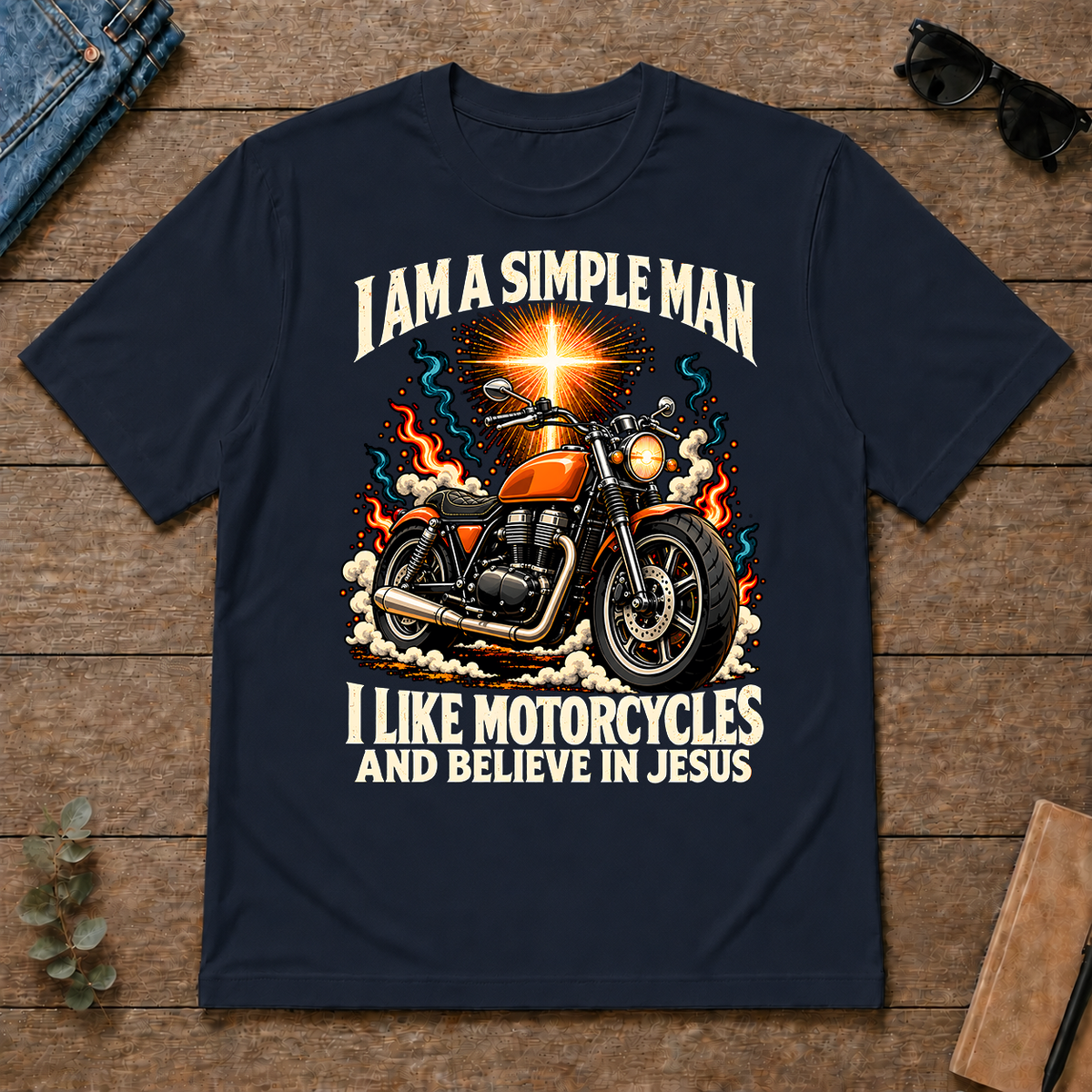 I Like Motorcycles & Believe In Jesus - navy - TS2D-Navy