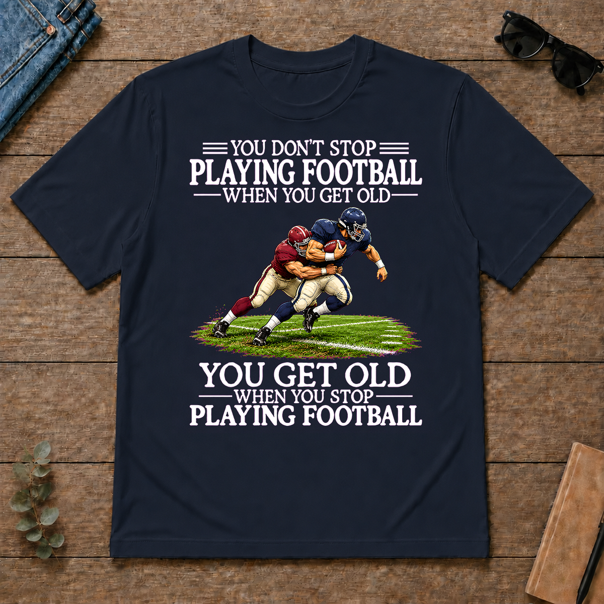 Old Man Don't Stop Football - navy - TS2D-Navy