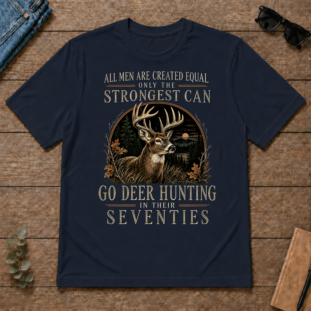 Deer Hunting Strongest Man In Seventies - navy - TS2D-Navy