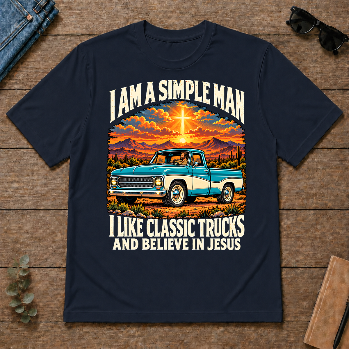 I Like Classic Trucks & Believe In Jesus - navy - TS2D-Navy