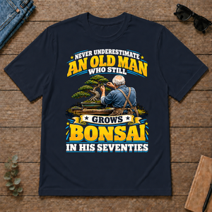 Yellow An Old Man Still Grows Bonsai In His Seventies - navy - TS2D-Navy