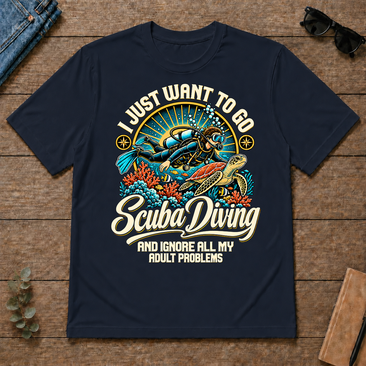 I Just Want To Go Scuba Diving & Ignore All Adult Problems - navy - TS2D-Navy
