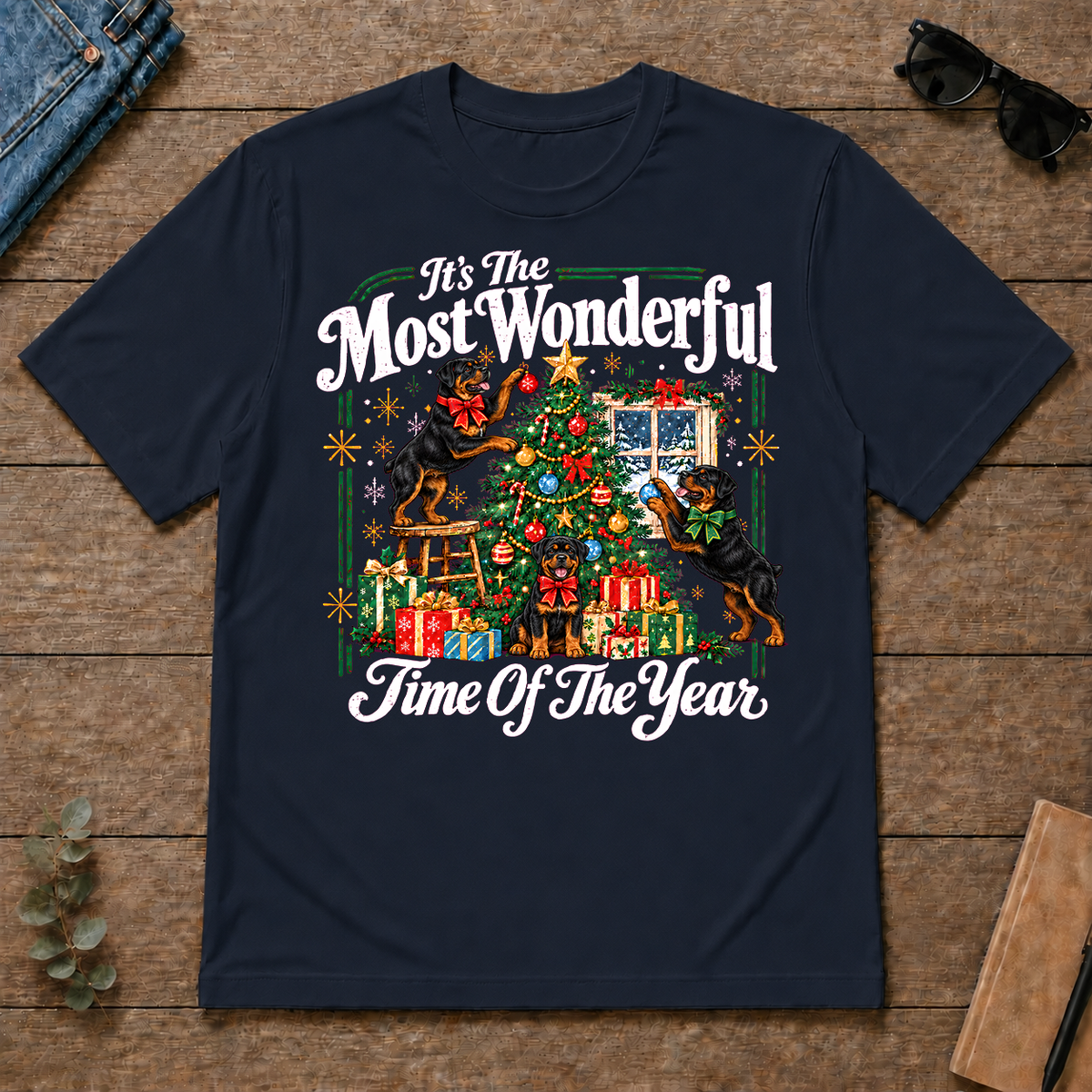 Wonderful Christmas Rottweiler - navy - TS2D-Navy