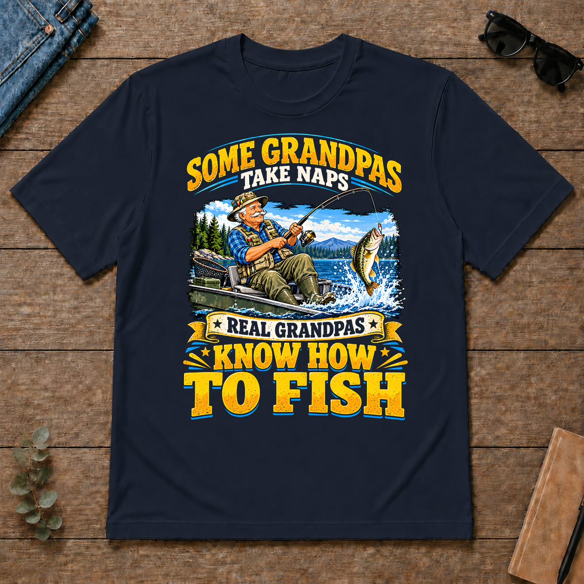 Real Grandpas Know How To Fish - navy - TS2D-Navy