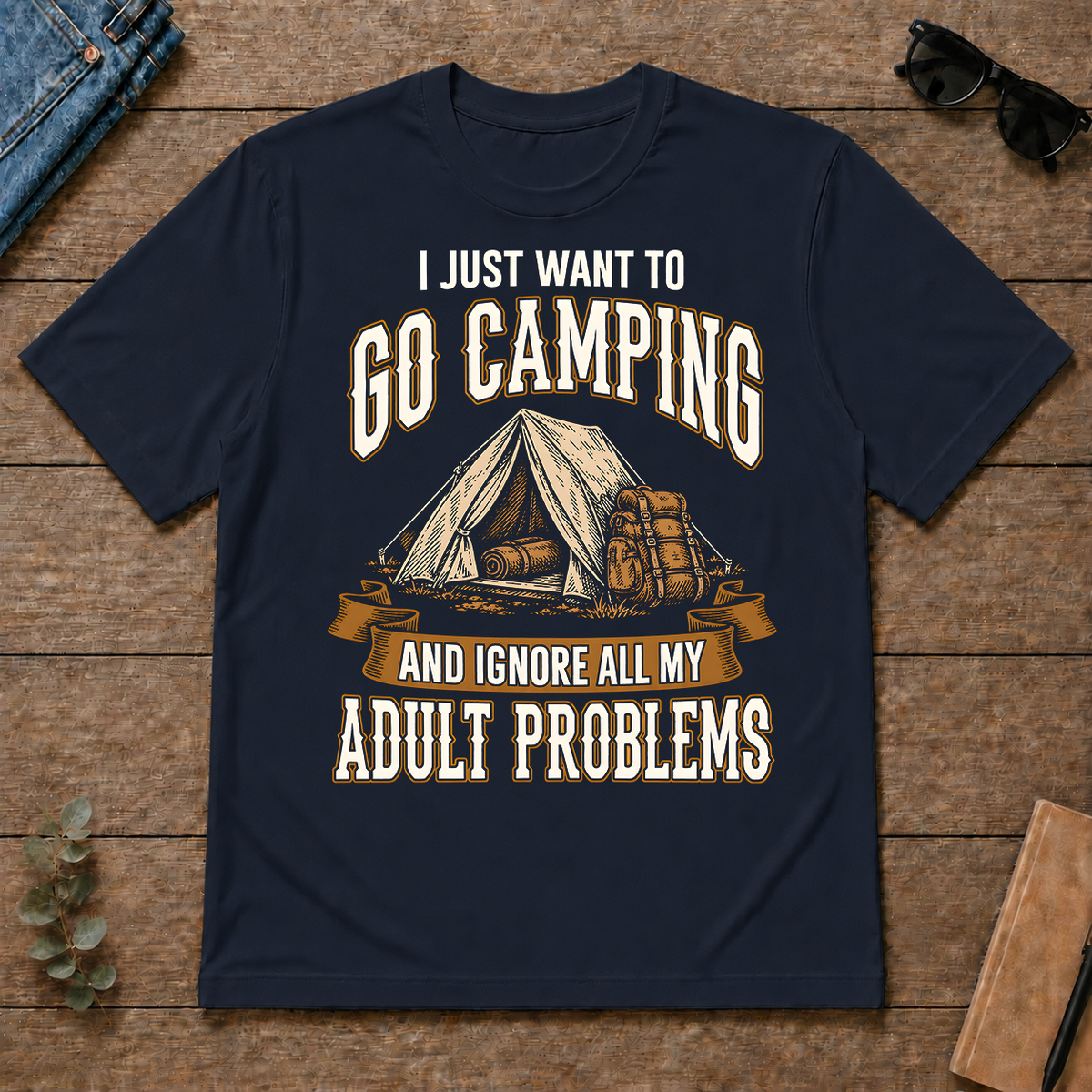 Vintage I Just Want To Go Camping - navy - TS2D-Navy