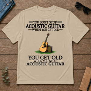 Don't Stop Playing Acoustic Guitar Vintage Art - sand - TS2D-Sand