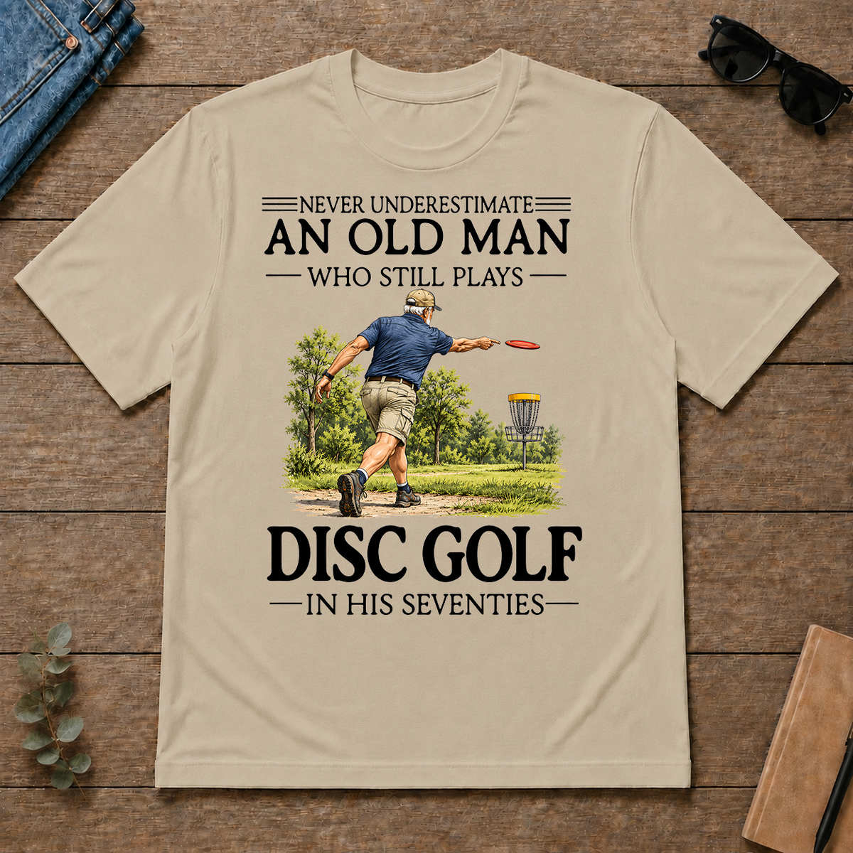 An Old Man Who Still Plays Disc Golf In His Seventies - sand - TS2D-Sand