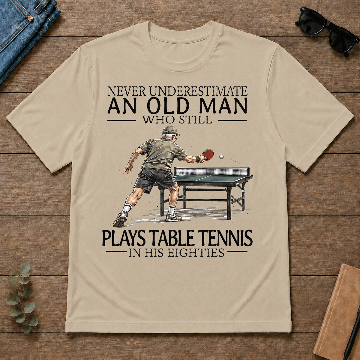 An Old Man Who Still Plays Table Tennis In His Eighties - sand - TS2D-Sand