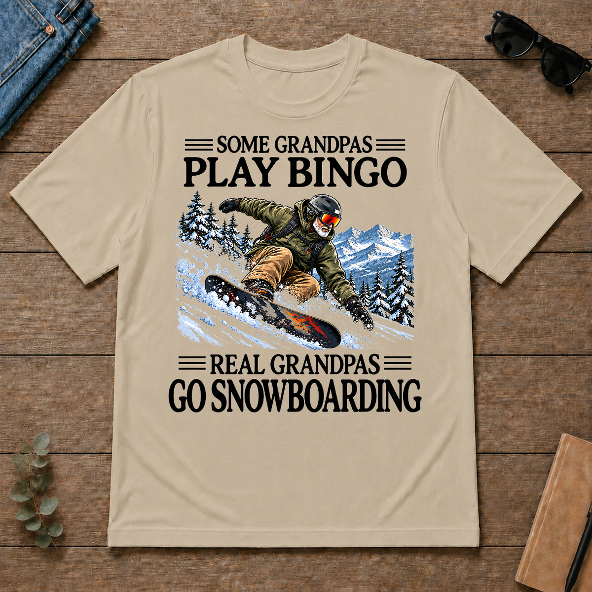 Some Grandpas Play Bingo Real Grandpas Go Snowboarding - sand - TS2D-Sand