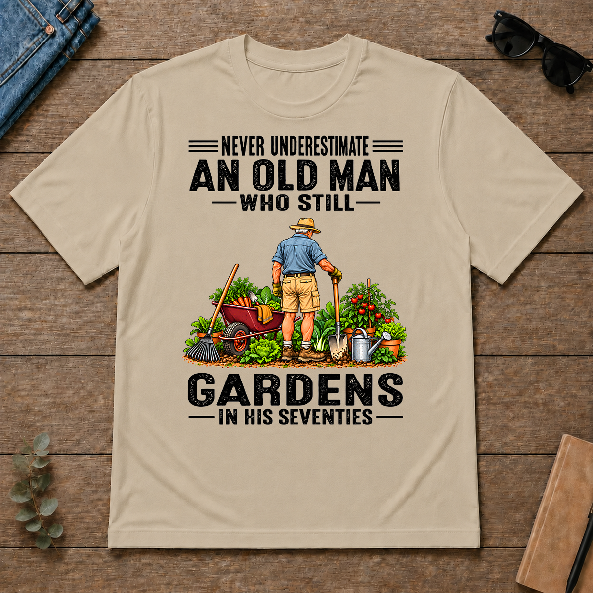 An Old Man Still Gardens In His 70s - sand - TS2D-Sand