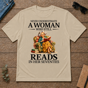 Funny A Woman Still Reads In Her Seventies - sand - TS2D-Sand