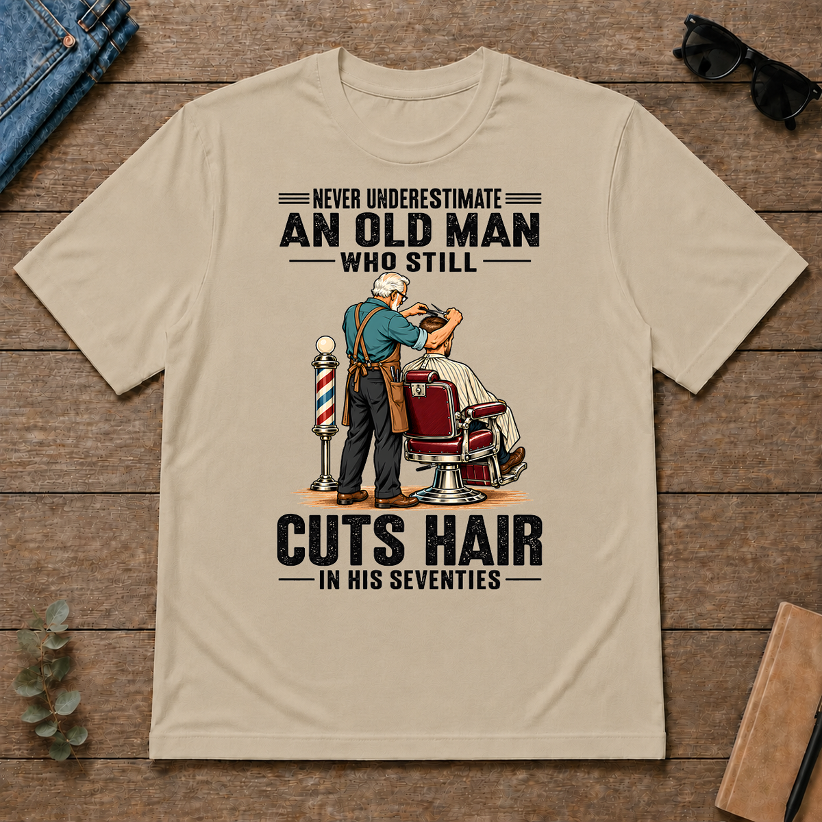 An Old Man Still Cuts Hair In His 70s - sand - TS2D-Sand