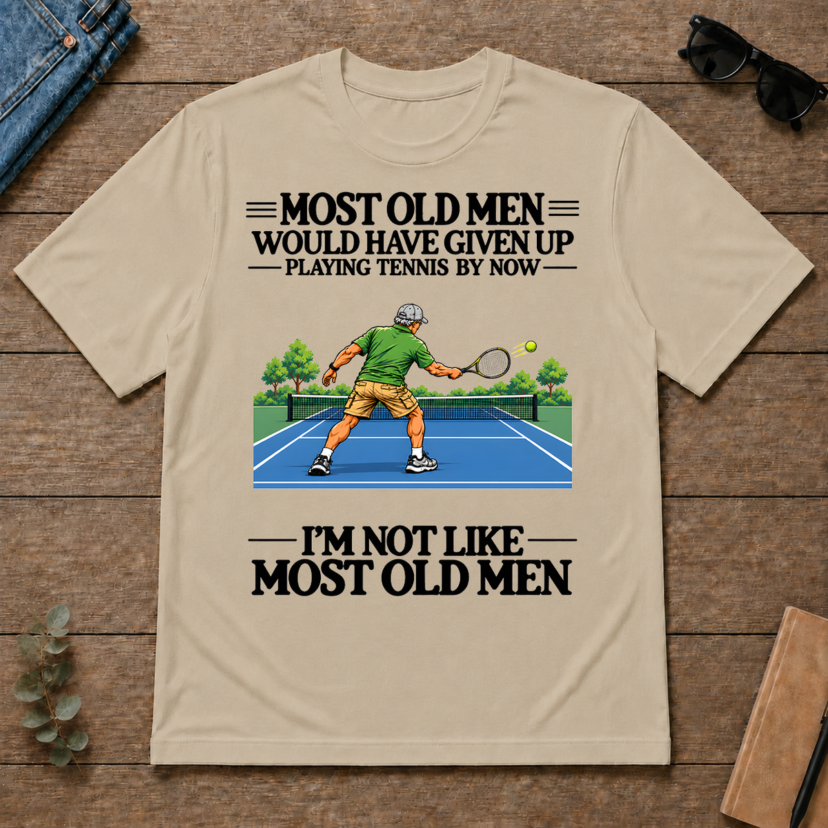 Most Old Man Would Have Given Up Playing Tennis - sand - TS2D-Sand