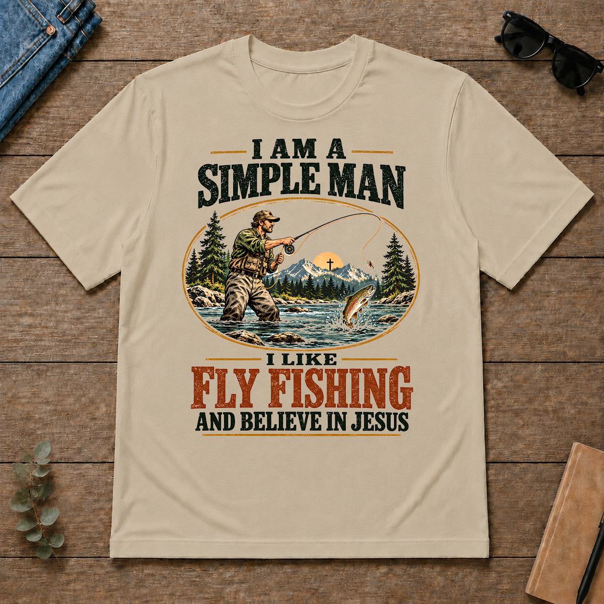 I Like Fly Fishing And Believe In Jesus - sand - TS2D-Sand