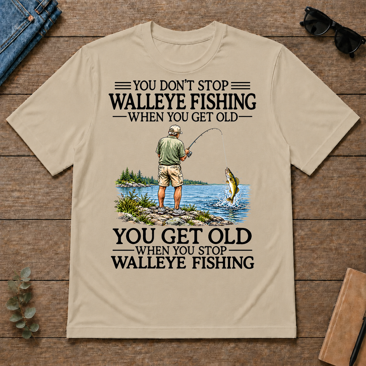 Don't Stop Walleye Fishing Vintage - sand - TS2D-Sand
