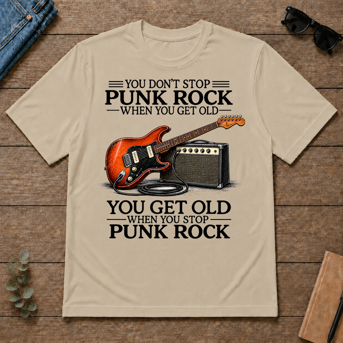 Don't Stop Playing Punk Rock Vintage Art - sand - TS2D-Sand