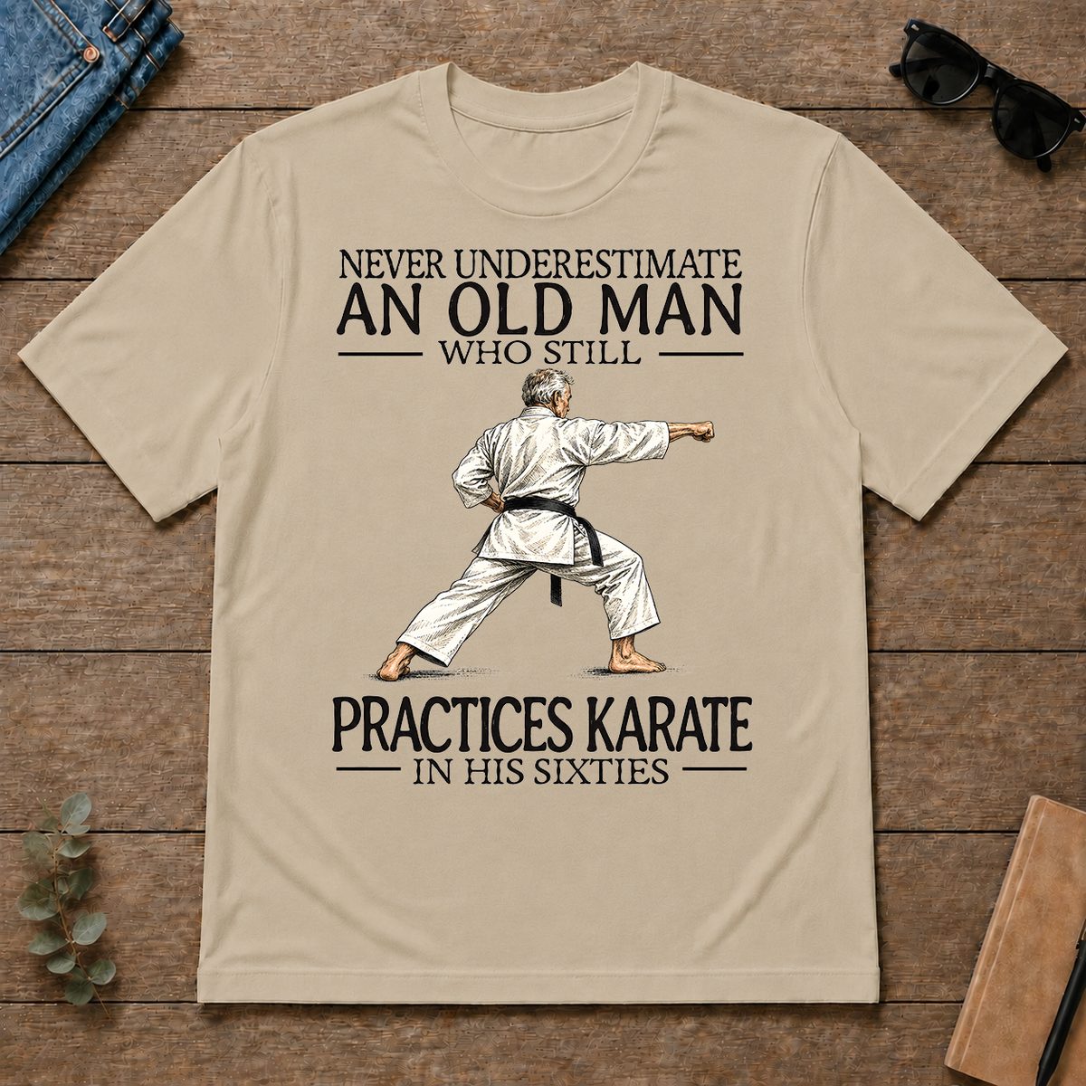 An Old Man Who Still Pratices Karate In His Sixties - sand - TS2D-Sand