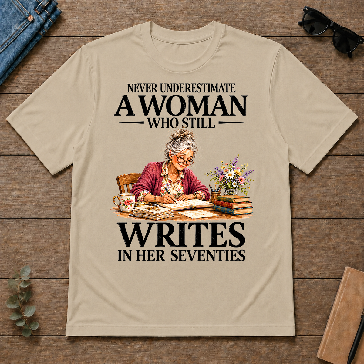 Funny A Woman Still Writes In Her Seventies - sand - TS2D-Sand
