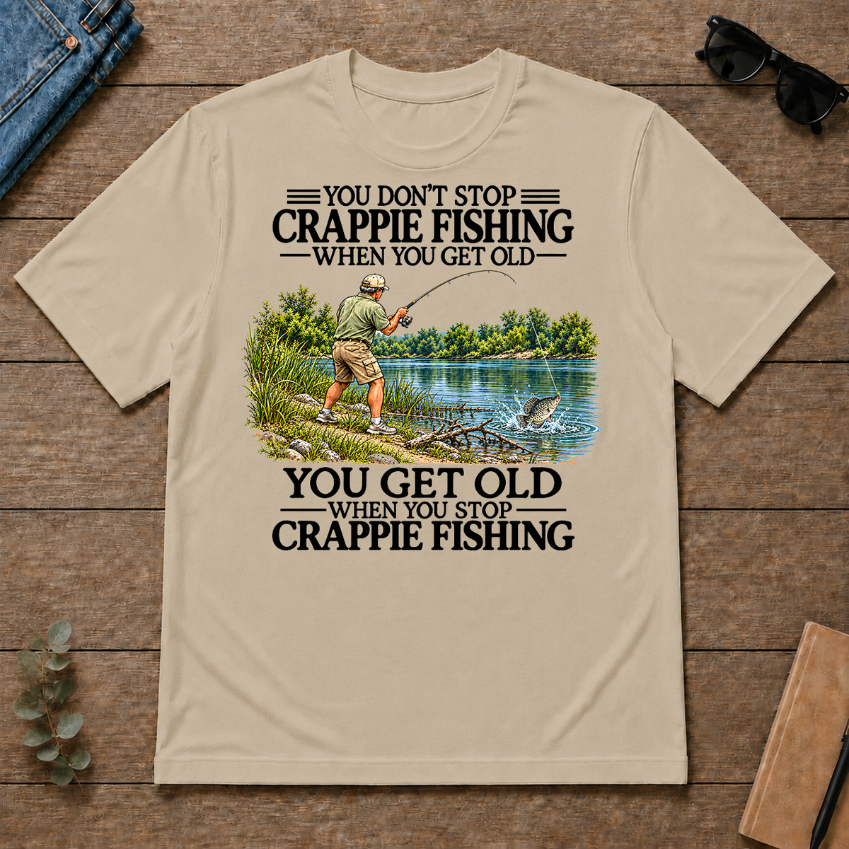 Don't Stop Crappie Fishing Vintage - sand - TS2D-Sand