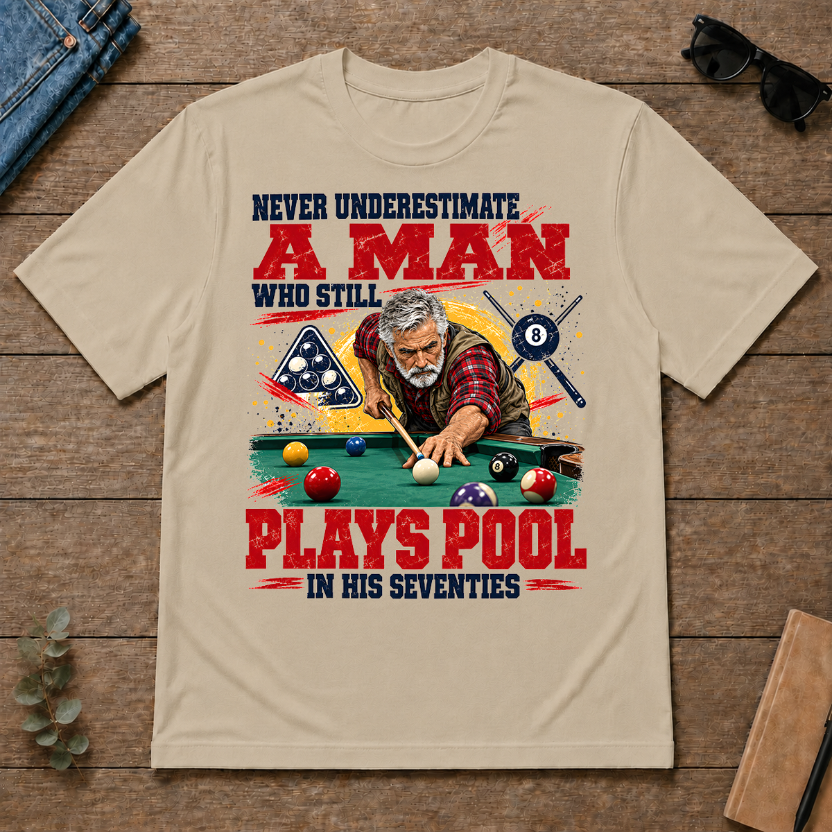 A Man Still Plays Pool In His 70s - sand - TS2D-Sand