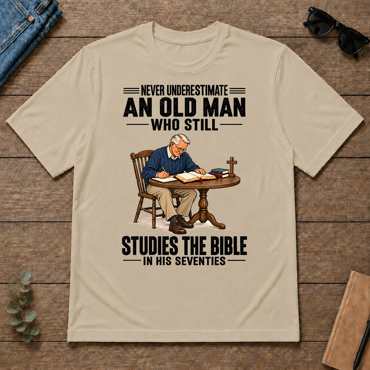 An Old Man Still Studies The Bible In His 70s - sand - TS2D-Sand