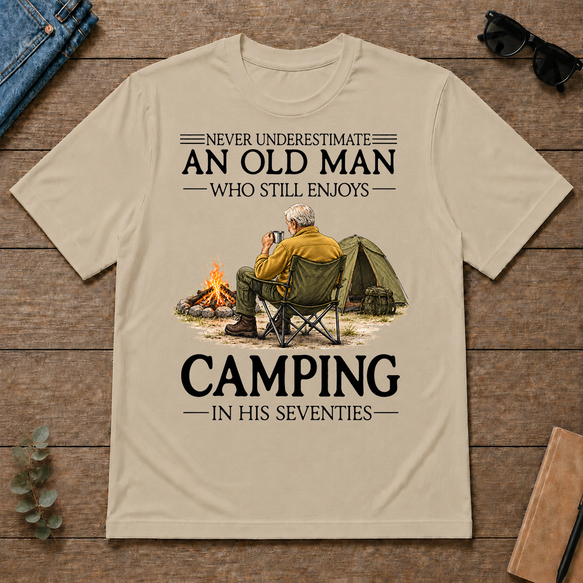 An Old Man Who Still Enjoys Camping In His Seventies - sand - TS2D-Sand