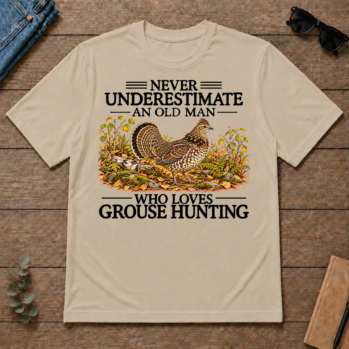 Never Underestimate An Old Man Who Loves Grouse Hunting - sand - TS2D-Sand