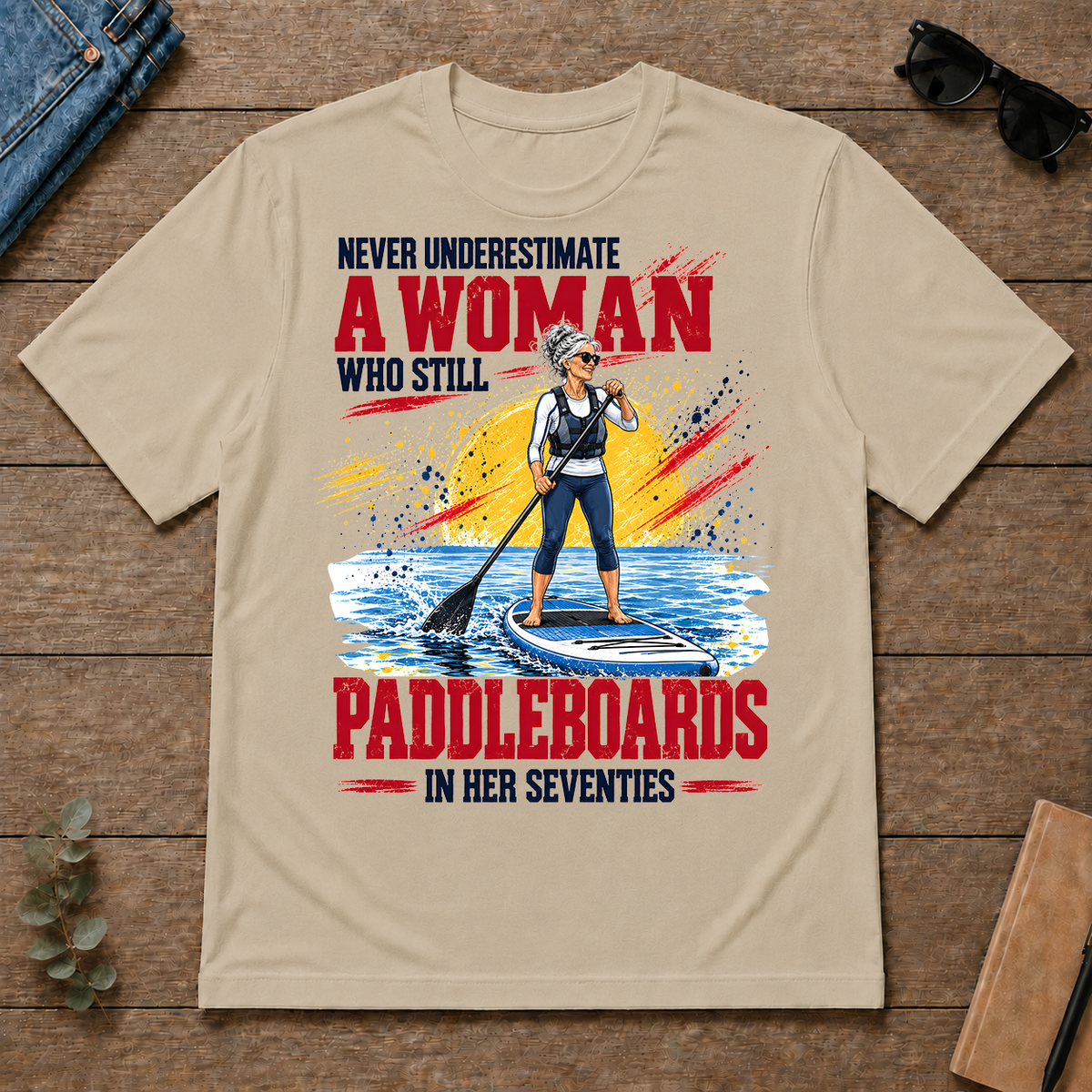 A Woman Still Paddleboards In Her 70s - sand - TS2D-Sand