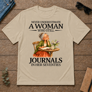 Funny A Woman Still Journals In Her Seventies - sand - TS2D-Sand