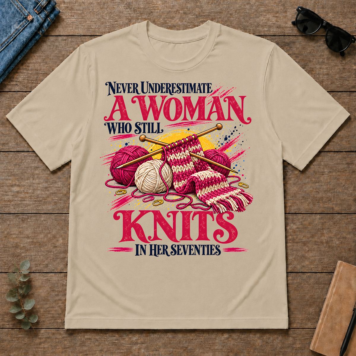 A Woman Still Knits In Her Seventies - sand - TS2D-Sand