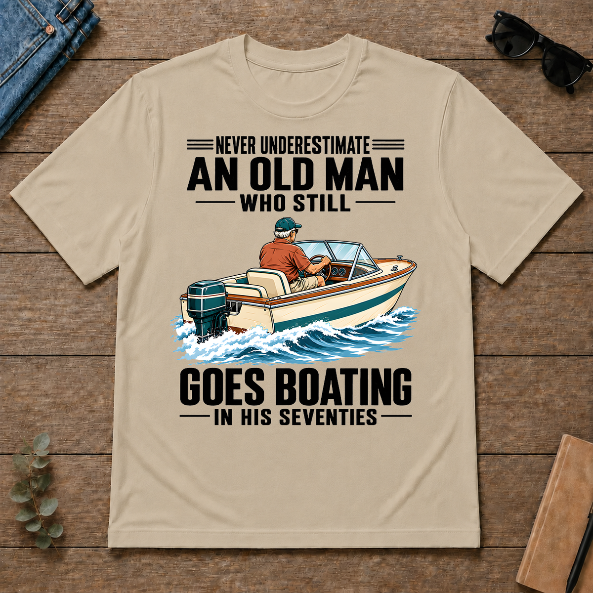 An Old Man Still Goes Boating In His 70s - sand - TS2D-Sand