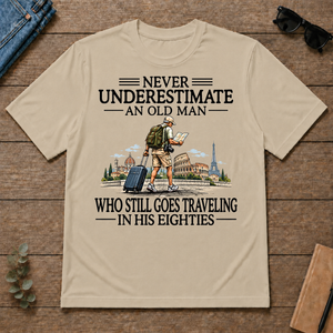 Never Underestimate An Old Man Traveling 80s - sand - TS2D-Sand