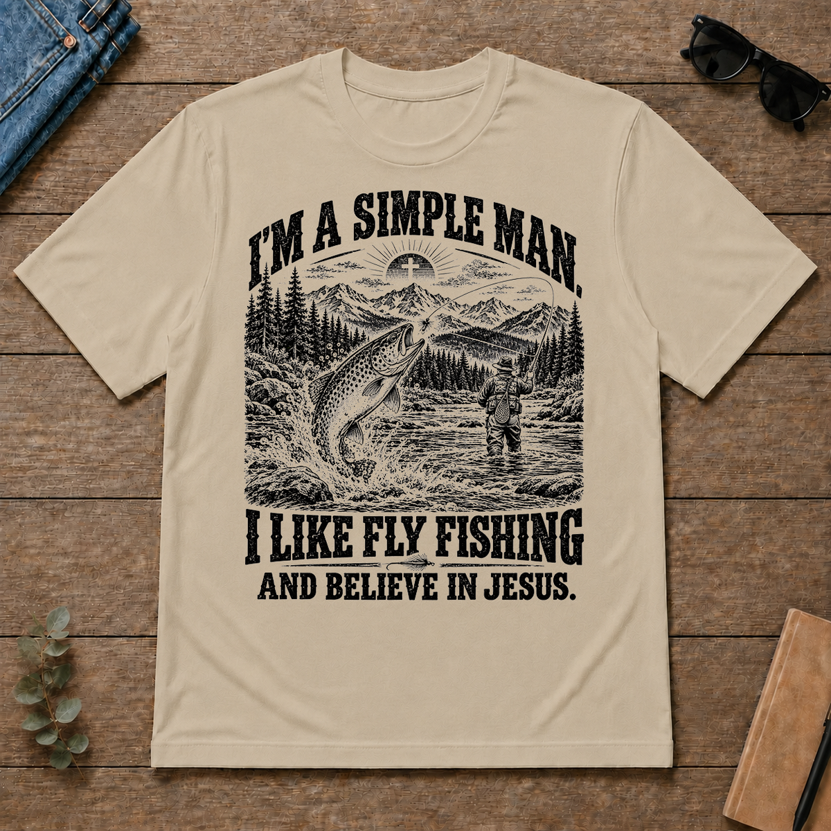 I like Fly Fishing Believe In Jesus - sand - TS2D-Sand