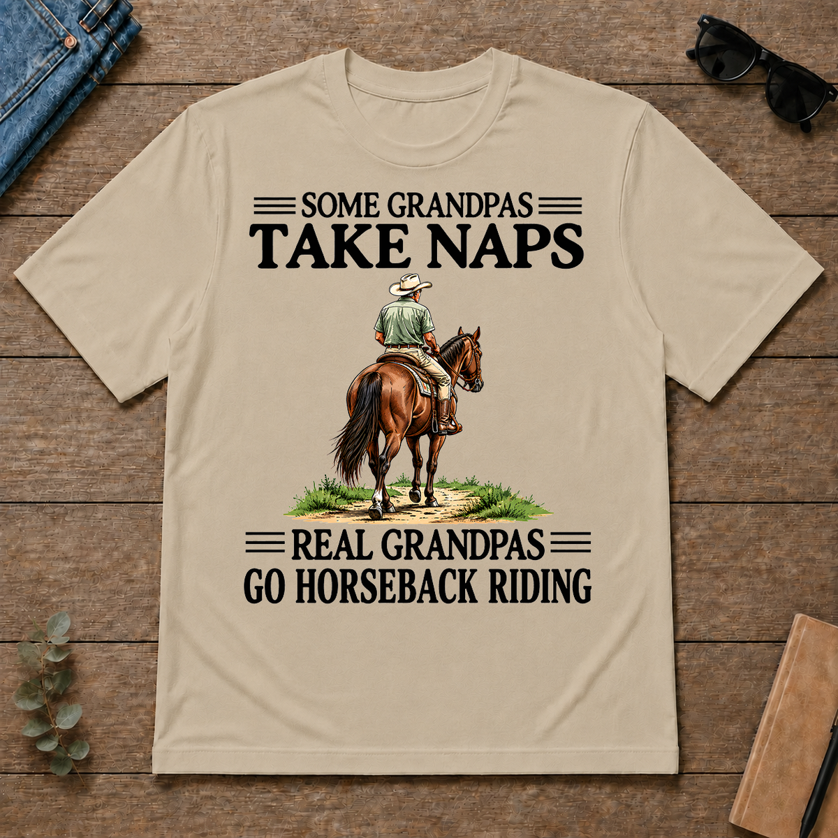 Real Grandpas Go Horseback Riding Vintage - sand - TS2D-Sand
