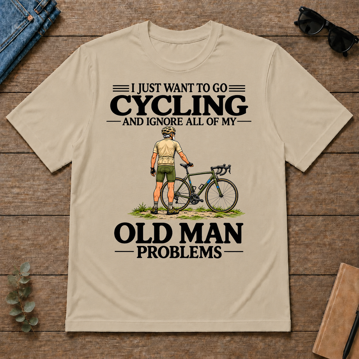 I Just Want To Go Cycling Vintage Men - sand - TS2D-Sand