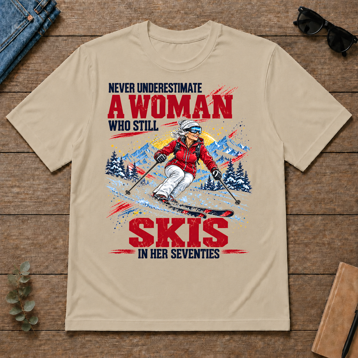 A Woman Still Skis In Her 70s - sand - TS2D-Sand