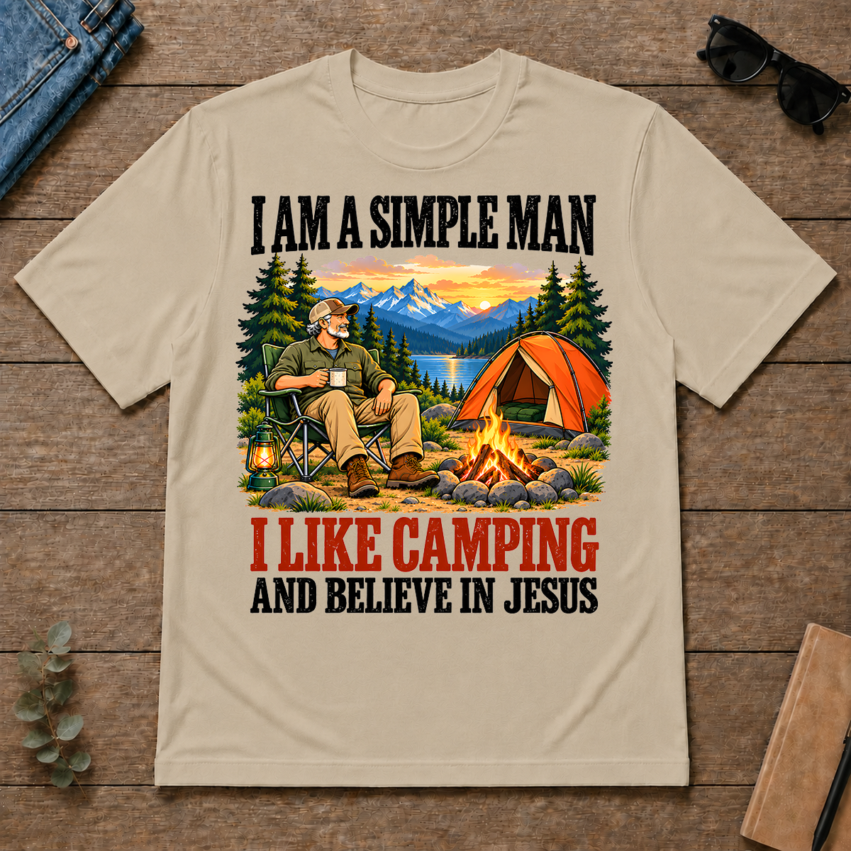 I Like Camping & Believe In Jesus - sand - TS2D-Sand