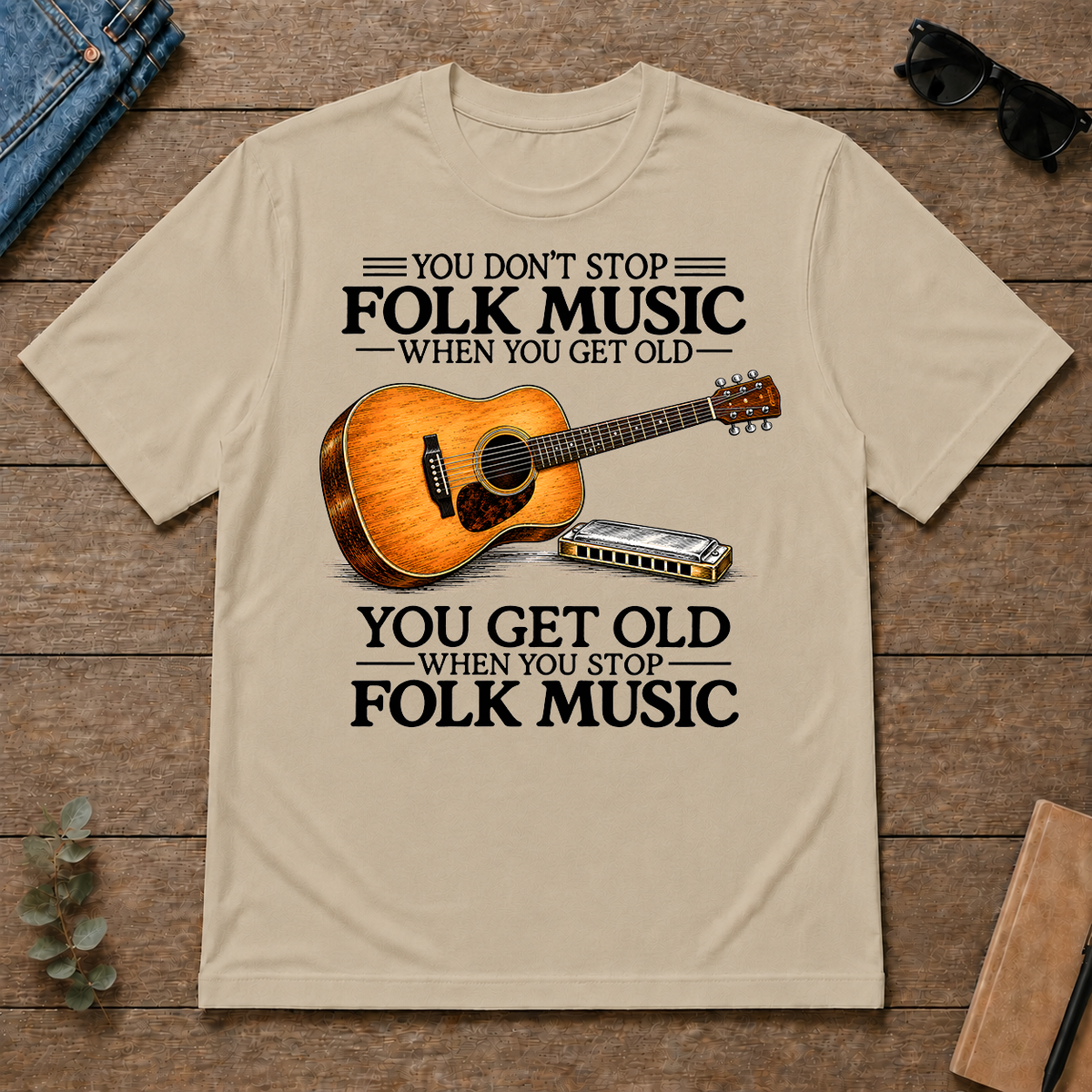 Don't Stop Playing Folk Music Vintage Art - sand - TS2D-Sand