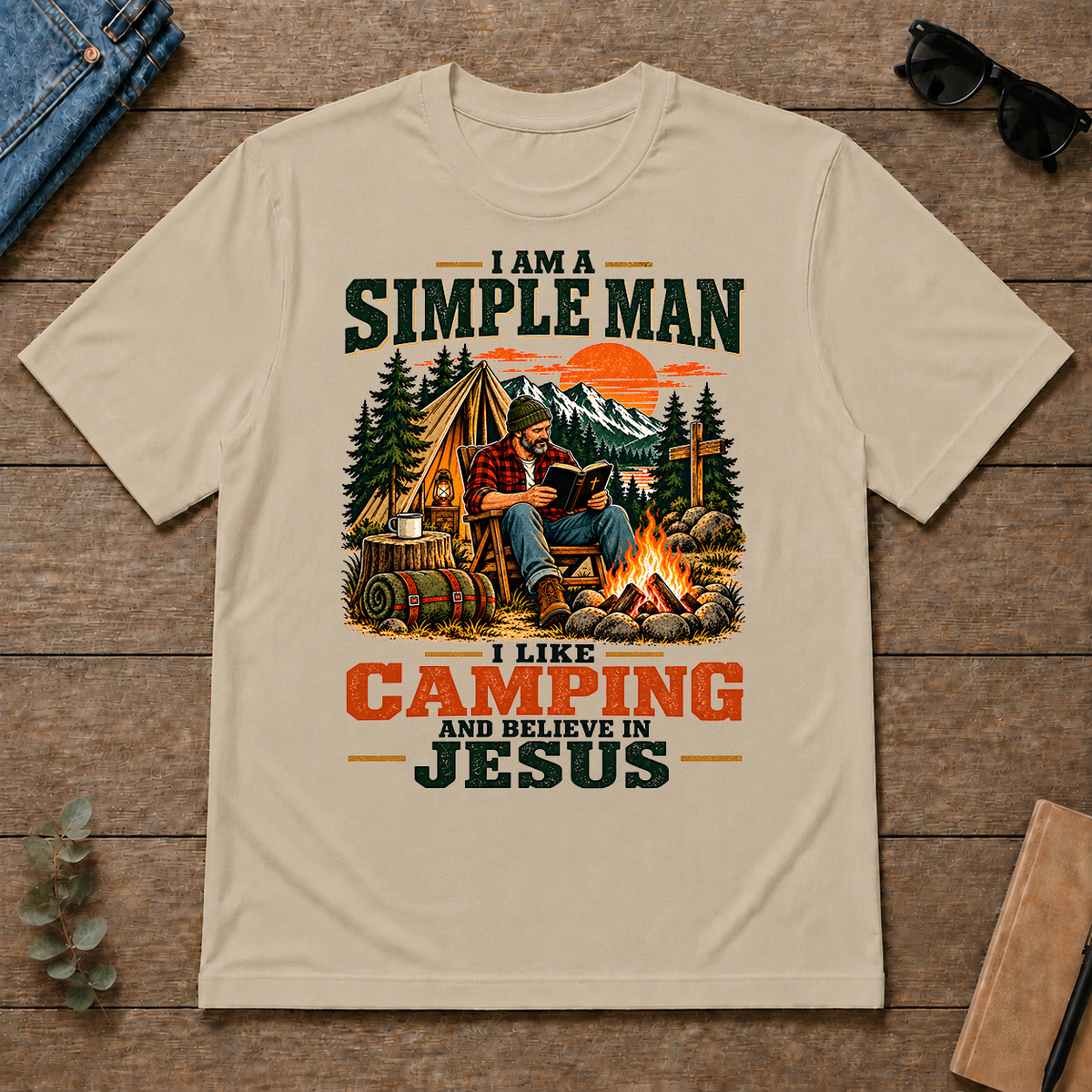 I Like Camping And Believe In Jesus - sand - TS2D-Sand