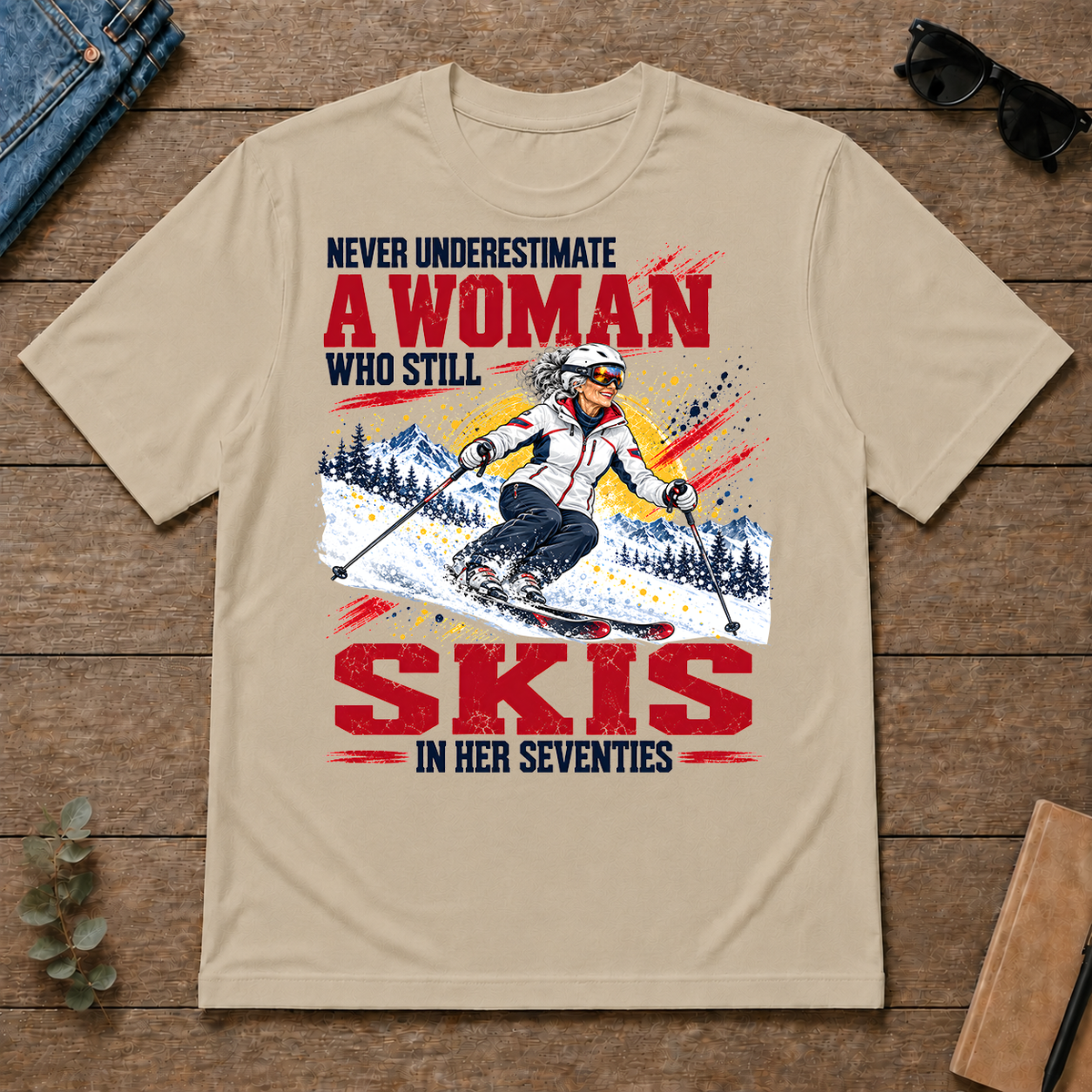 A Woman Still Skis In Her 70s - sand - TS2D-Sand