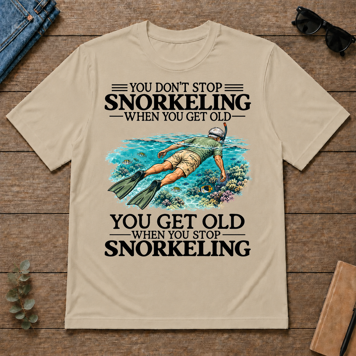 Don't Stop Snorkeling Vintage Art - sand - TS2D-Sand