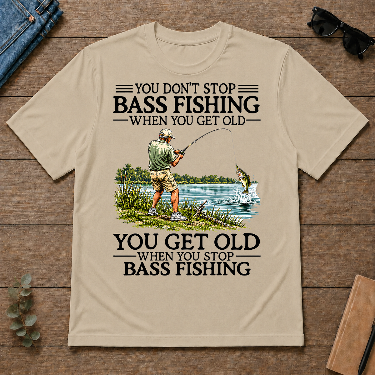 Don't Stop Bass Fishing Vintage - sand - TS2D-Sand