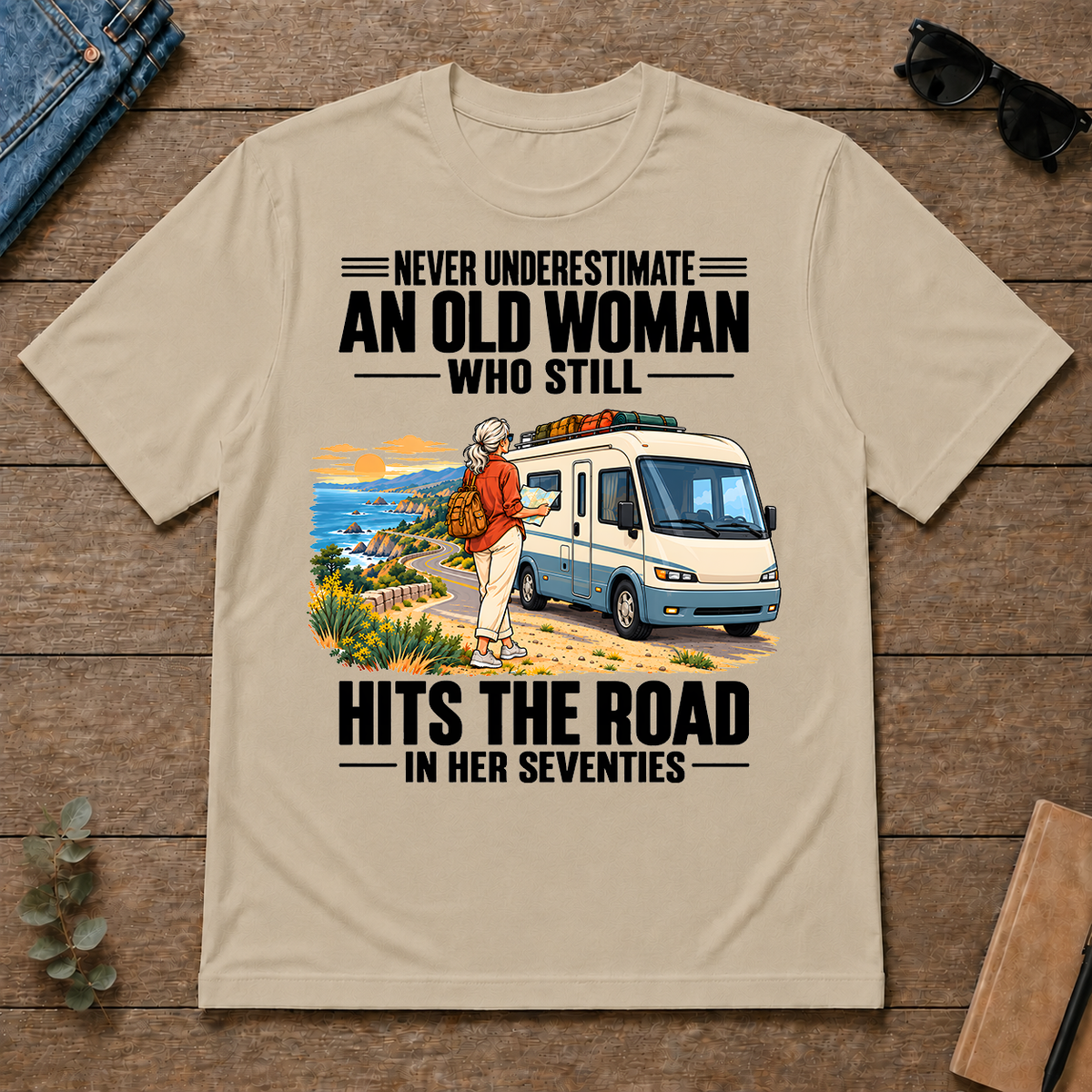 An Old Woman Still Hits The Road In Her 70s - sand - TS2D-Sand