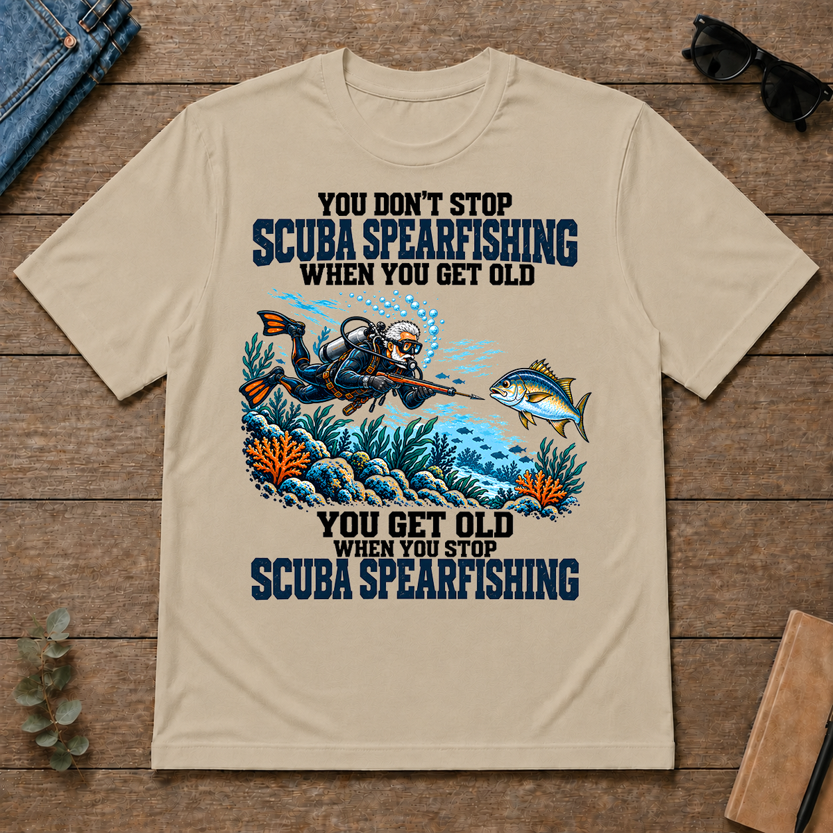You Get Old When You Stop Scuba Spearfishing - sand - TS2D-Sand