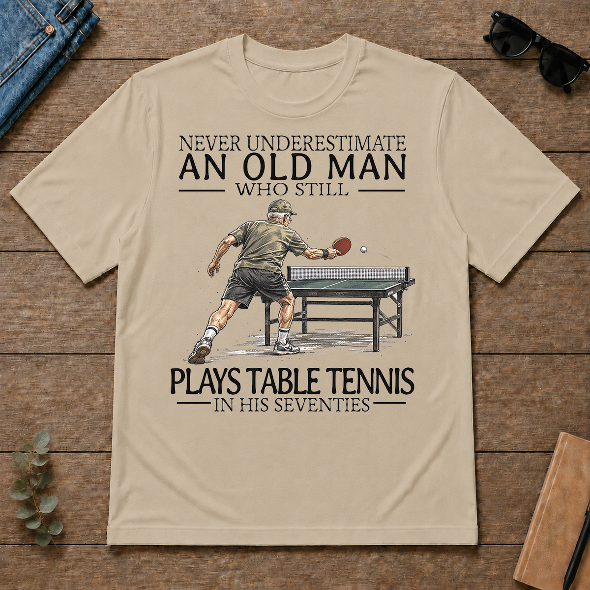 An Old Man Who Still Plays Table Tennis In His Seventies - sand - TS2D-Sand